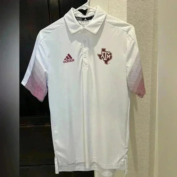 Adidas Texas A&M Men’s Performance White Polo- Size Small - Picture 2 of 7